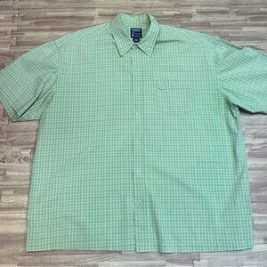 Quicksilver Checkered Buttondown Short Sleeve Green T-Shirt Mens Size Large
